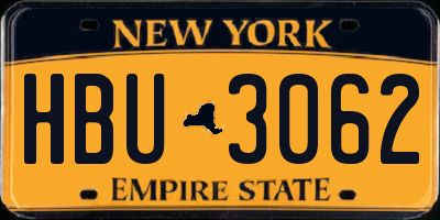 NY license plate HBU3062