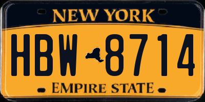 NY license plate HBW8714