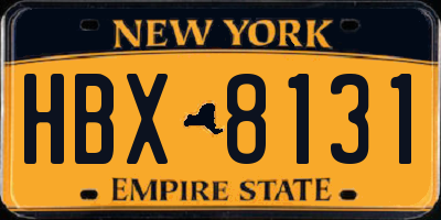 NY license plate HBX8131