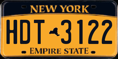 NY license plate HDT3122
