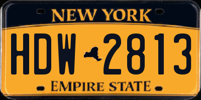 NY license plate HDW2813