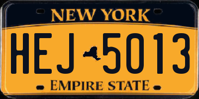 NY license plate HEJ5013