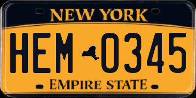 NY license plate HEM0345