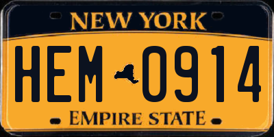 NY license plate HEM0914