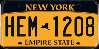 NY license plate HEM1208