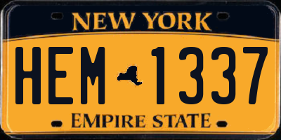 NY license plate HEM1337