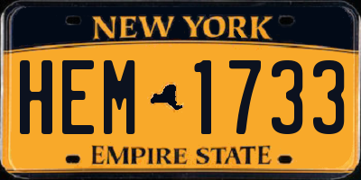 NY license plate HEM1733