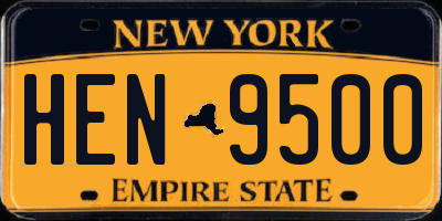 NY license plate HEN9500