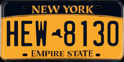 NY license plate HEW8130
