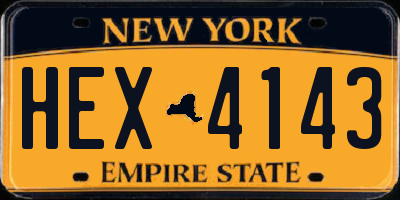 NY license plate HEX4143