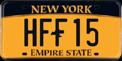 NY license plate HFF15
