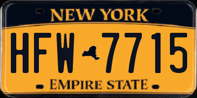 NY license plate HFW7715