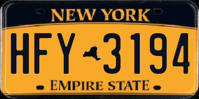 NY license plate HFY3194