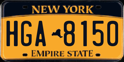NY license plate HGA8150