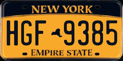 NY license plate HGF9385