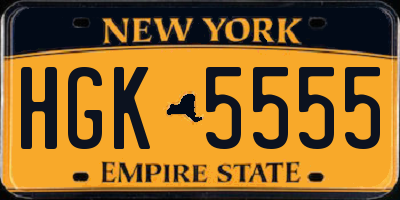 NY license plate HGK5555