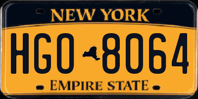 NY license plate HGO8064
