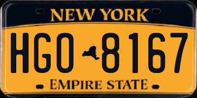 NY license plate HGO8167