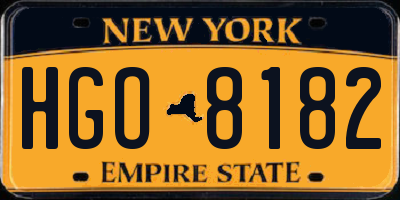 NY license plate HGO8182