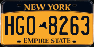 NY license plate HGO8263