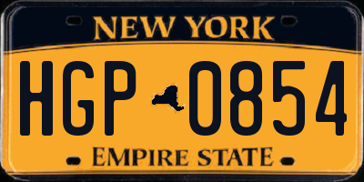 NY license plate HGP0854