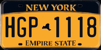 NY license plate HGP1118