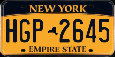 NY license plate HGP2645