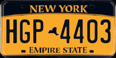 NY license plate HGP4403