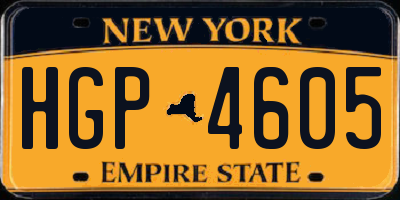 NY license plate HGP4605