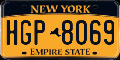 NY license plate HGP8069