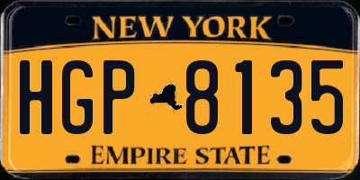NY license plate HGP8135