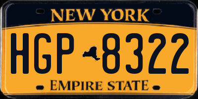 NY license plate HGP8322