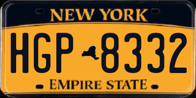 NY license plate HGP8332