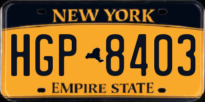 NY license plate HGP8403
