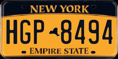NY license plate HGP8494