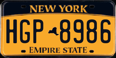 NY license plate HGP8986