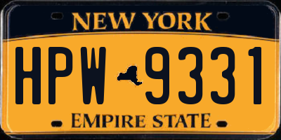 NY license plate HPW9331