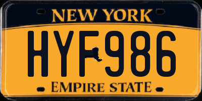 NY license plate HYF986
