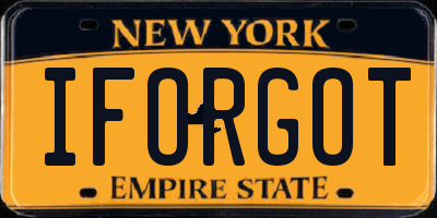 NY license plate IFORGOT