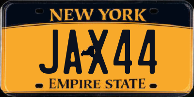 NY license plate JAX44