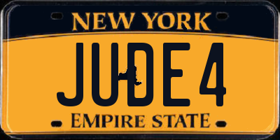 NY license plate JUDE4