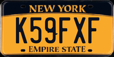 NY license plate K59FXF