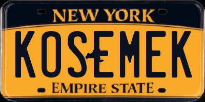 NY license plate KOSEMEK