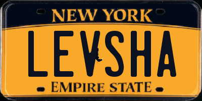 NY license plate LEVSHA
