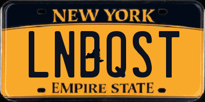 NY license plate LNDQST