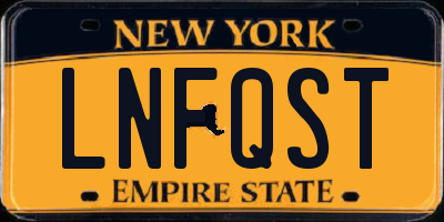 NY license plate LNFQST