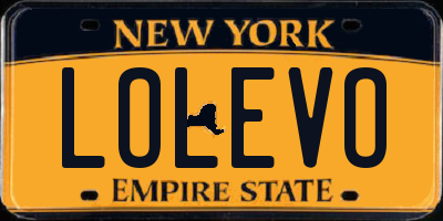 NY license plate LOLEVO