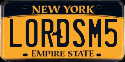 NY license plate LORDSM5