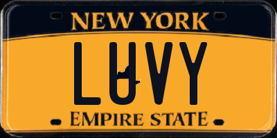NY license plate LUVY