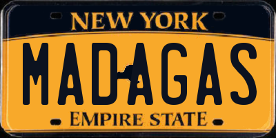 NY license plate MADAGAS